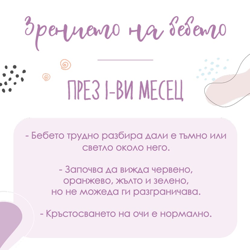 Зрение на бебето - 1 месец